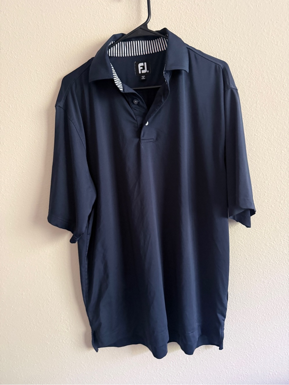 FootJoy Navy Polo with Striped Collar Trim
